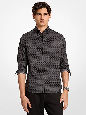 Signature Logo Print Stretch Cotton Shirt