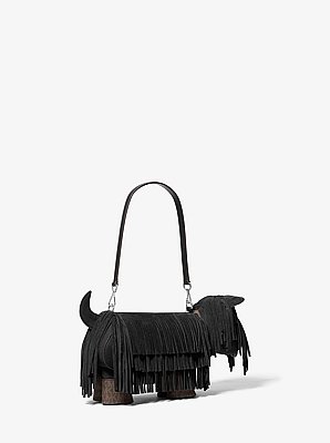 Scotty Dog Small Suede Shoulder Bag