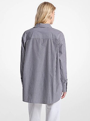 Camicia oversize in popeline di cotone a righe