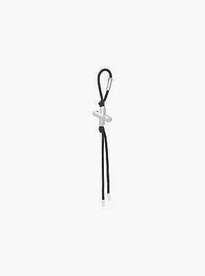 Initial Silver-Tone and Speckled Cord Bag Charm