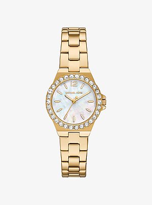 Mini Lennox Pav&eacute; Gold-Tone Watch