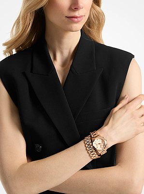 Runway Rose Gold-Tone Wrap Watch