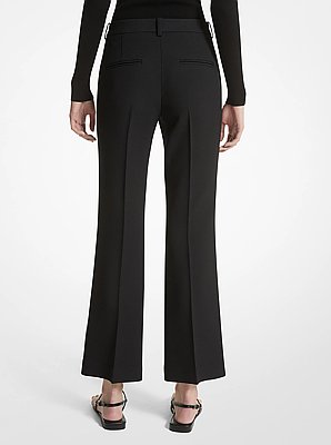 Haylee Double Crepe Sabl&eacute; Cropped Flared Trousers