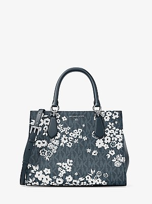 Bolso satchel Marilyn mediano con estampado de nuestro logotipo exclusivo in AZUL OSCURO | Michael Kors image number 0