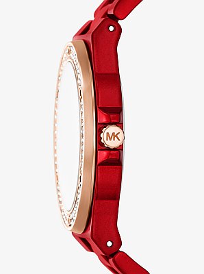 Lennox Pav&eacute; Red-Tone Watch