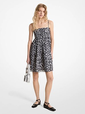 Robe en coton &agrave; logo motif l&eacute;opard