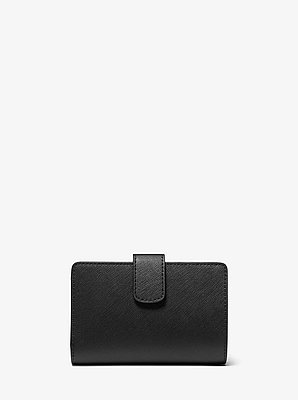 Cartera mediana de piel de grano cruzado