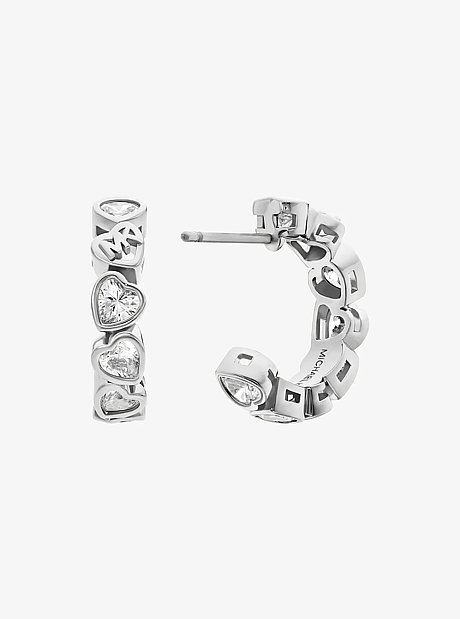 Aretes de aro con corazones de circonia c&uacute;bica
