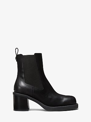 Houston Leather Block Heel Ankle Boot