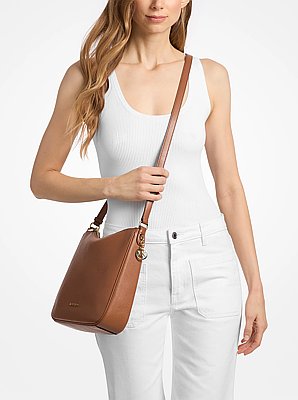 Sac messager Nayla de taille moyenne en cuir grain&eacute;