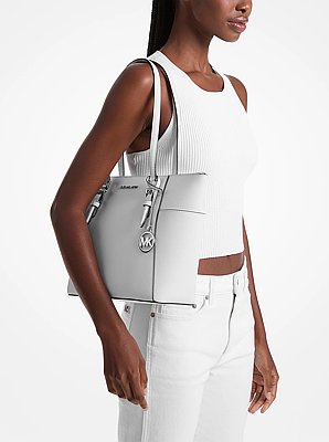 Bolso tote Charlotte grande de piel saffiano con cremallera superior