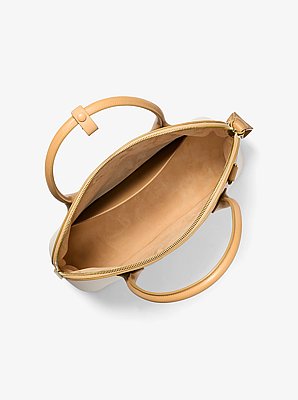 Bolso satchel Kaitlin grande de piel y lona
