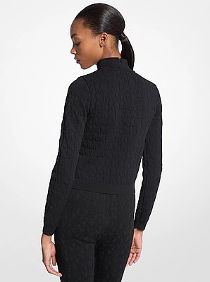 Logo Jacquard Mock Neck Top