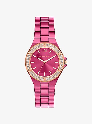 Mini Lennox Pav&eacute; Pink-Tone Watch