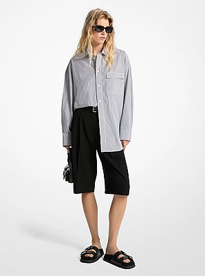 Camicia oversize in popeline di cotone stretch a righe