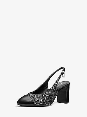 Piper Flex Metallic Tweed and Leather Slingback Pump