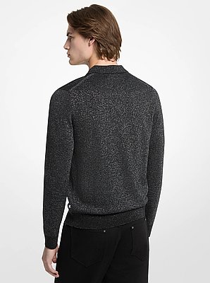 Metallic Wool Polo Sweater