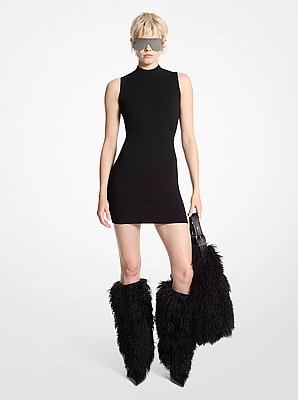 Vestido de viscosa el&aacute;stica y cuello alto