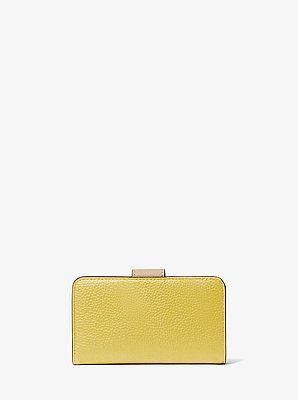 MK Pop Charm Medium Color-Block Pebbled Leather Logo Wallet