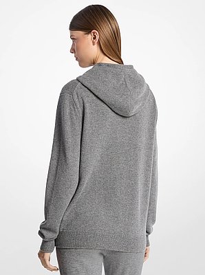 Scarf-Effect Cashmere Hoodie