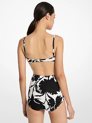 Set bikini reggiseno e slip floreale in cr&ecirc;pe di nylon stretch