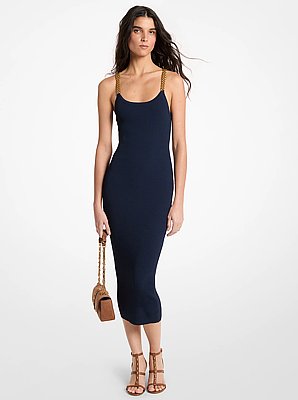 Embellished Ribbed Knit Tank Dress