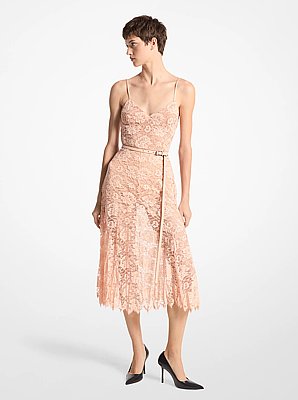 Crushed Floral Lace Slip Dress