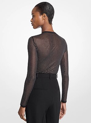Crystal-Embellished Viscose Bodysuit