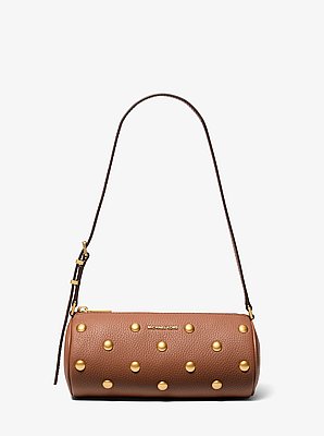 Pochette cil&iacute;ndrico Izzy peque&ntilde;o de piel granulada con tachuelas