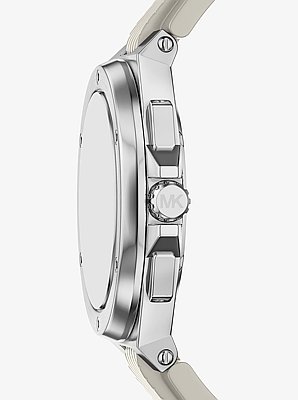 Reloj Lennox oversize en tono plata y silicona