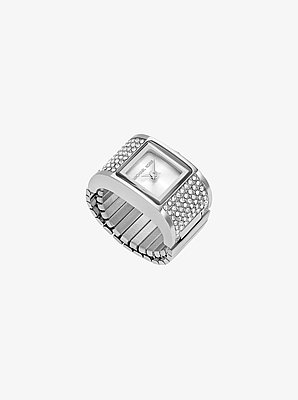 Darrington Pav&eacute; Silver-Tone Ring Watch