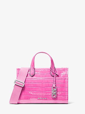Bolso messenger Gigi peque&ntilde;o de cuero con estampado de cocodrilo