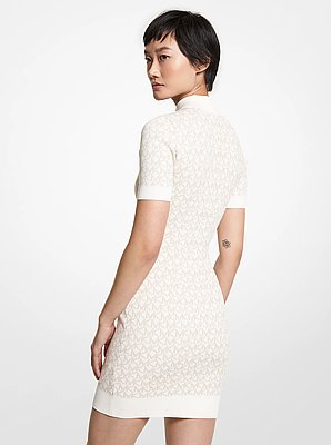 Robe &agrave; col montant en jacquard &agrave; logo