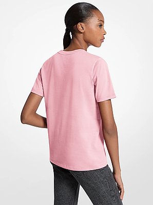 Sequined Logo Cotton T-Shirt