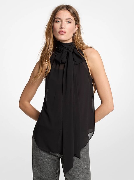 Georgette Sleeveless Scarf Top