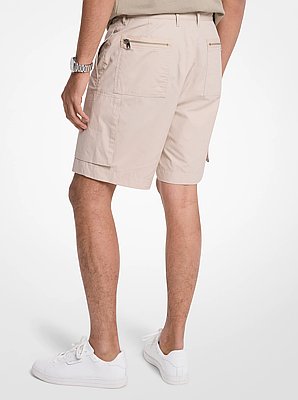 Cotton Poplin Zip Cargo Shorts