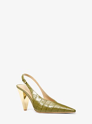 Electra Crocodile Embossed Leather Slingback Pump