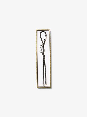 Initial Silver-Tone and Speckled Cord Bag Charm