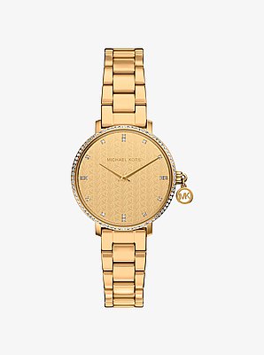 Mini Pyper Pav&eacute; Gold-Tone Watch