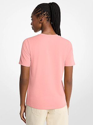 T-shirt en coton &agrave; paillettes et &agrave; logo