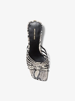 Haisley Snake Embossed Leather Kitten Sandal