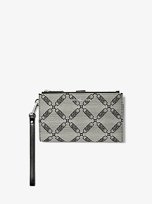 Cartera Adele de jacquard con logo imperio y compartimiento para smartphone