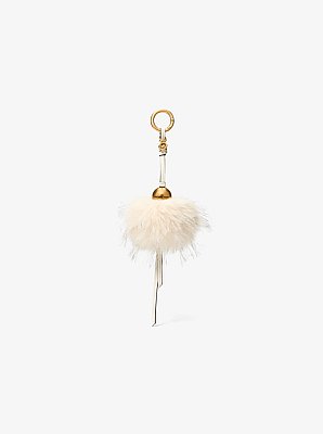 Gold-Tone Bead and Faux Fur Bag Charm
