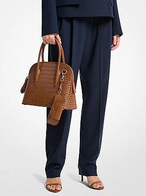 Bolso satchel Kaitlin mediano de piel con relieve de cocodrilo