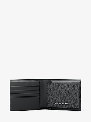 Billetera plegable Cooper con logotipo exclusivo a rayas y solapa para documento de identificaci&oacute;n