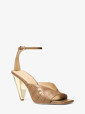 Electra Crocodile Embossed Leather Sandal