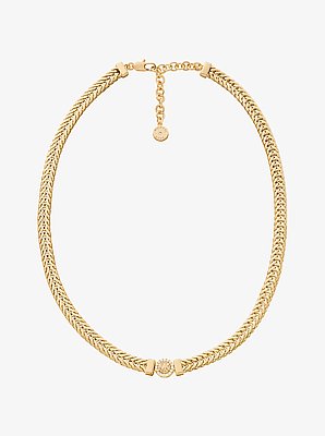 Pav&eacute; Logo Foxtail Chain Necklace