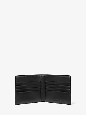 Pebbled Leather Billfold Wallet and Signature Logo Card Case Gift Set