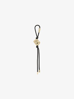 Initial Gold-Tone and Speckled Cord Bag Charm