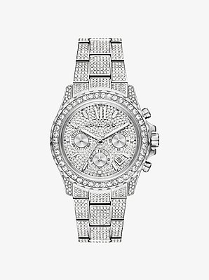 Oversized Everest Pav&eacute; Silver-Tone Watch